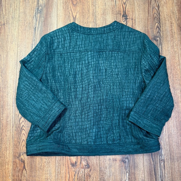 Mock Alligator 100% Polyester Sparkle Teal Lightweight Moto Jacket - 16 - Picture 10 of 10